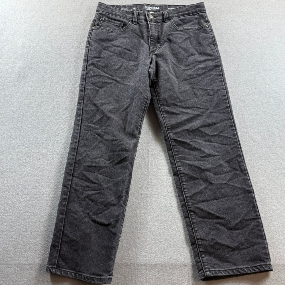 Sonoma Straight Leg Jeans Womens 14H Black Everyday Denim 30x27